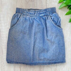 OshKosh Vintage 90s Y2K Denim Jeans Flat Front Elastic Waist Skirt Girls 6